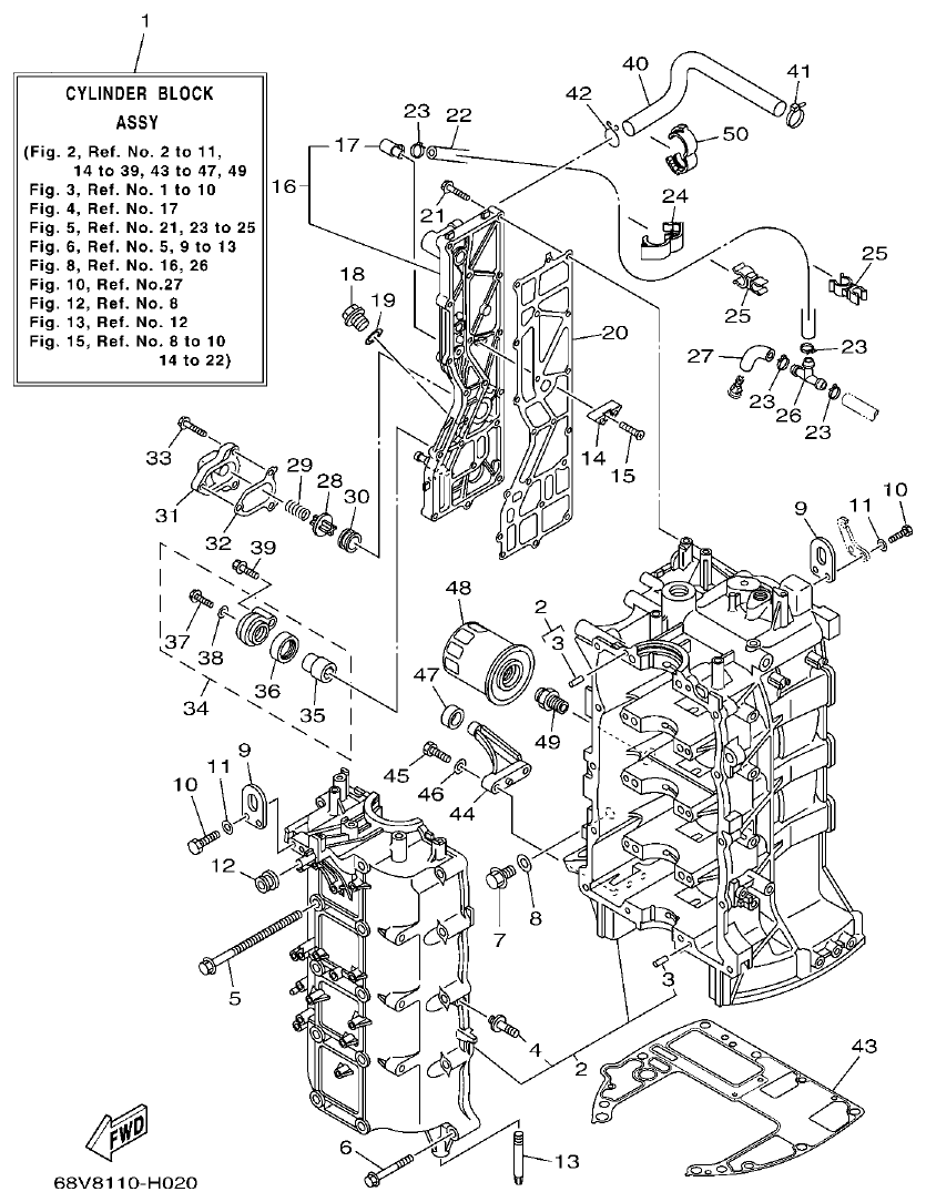 Yamaha 20 CYLINDER & CRANKCASE 1 parts diagram